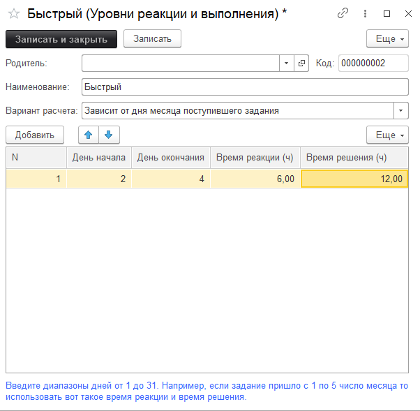 Время расчета зависит от дня месяца поступившего задания